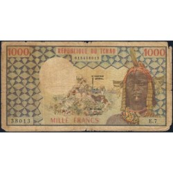 Tchad - Afrique Centrale - Pick 3a_2 - 1'000 francs - Série E.7 - 1975 - Etat : B