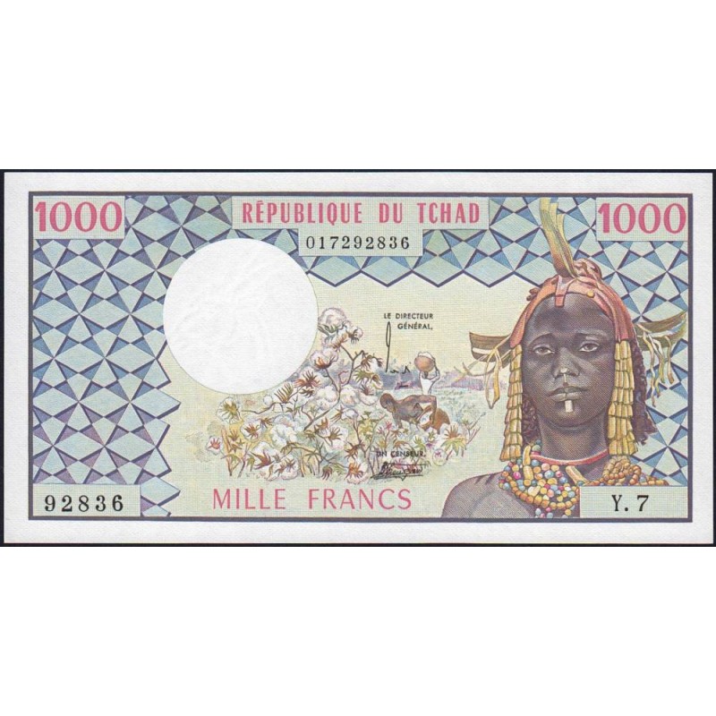 Tchad - Pick 3b - 1'000 francs - Série Y.7 - 1977 - Etat : NEUF