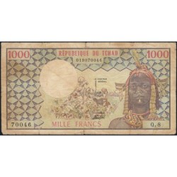 Tchad - Afrique Centrale - Pick 3b - 1'000 francs - Série Q.8 - 1977 - Etat : TB-