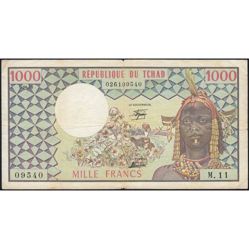 Tchad - Pick 3c - 1'000 francs - Série M.11 - 01/04/1978 - Etat : TTB-