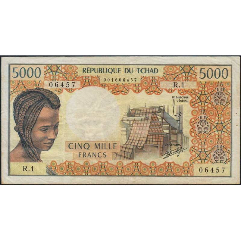 Tchad - Pick 5a - 5'000 francs - Série R.1 - 1976 - Etat : TTB