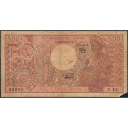 Tchad - Afrique Centrale - Pick 6_2 - 500 francs - Série Z.12 - 01/06/1984 - Etat : B