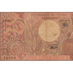 Tchad - Pick 6_2 - 500 francs - Série Z.12 - 01/06/1984 - Etat : B