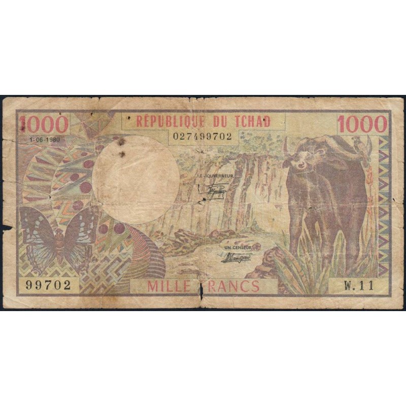 Tchad - Pick 7_1 - 1'000 francs - Série W.11 - 01/06/1980 - Etat : B