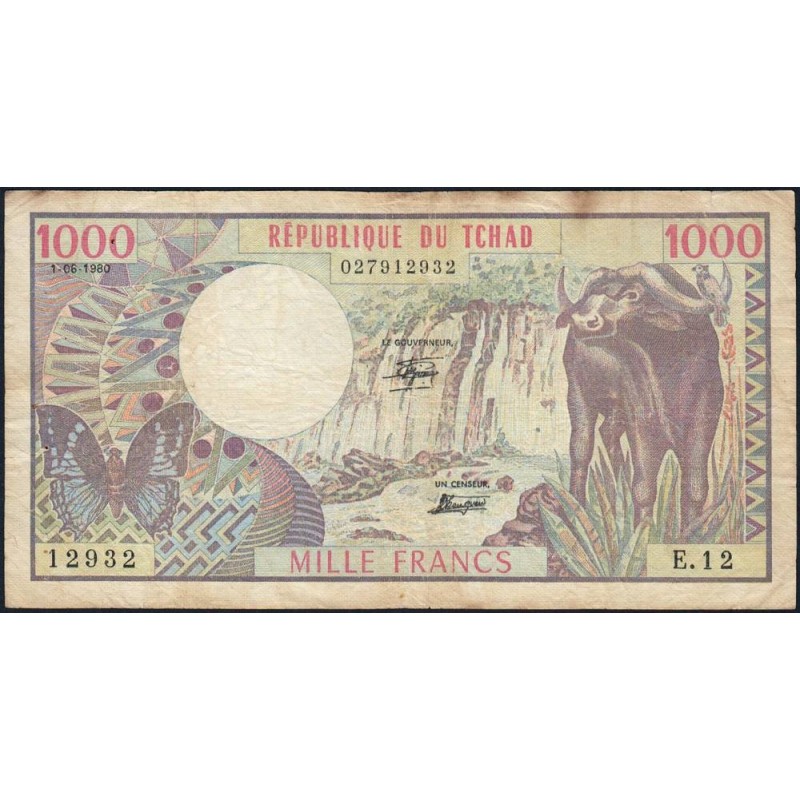 Tchad - Pick 7_1 - 1'000 francs - Série E.12 - 01/06/1980 - Etat : TB