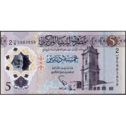 Libye - Pick 86 - 5 dinars - Série 2B/9 - 2021 - Polymère commémoratif - Etat : NEUF