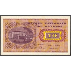 Katanga - Pick 5_1 - 10 francs - 01/12/1960 - Série CU - Etat : SUP- à SUP