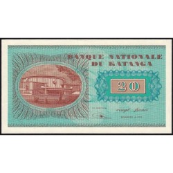 Katanga - Pick 6a - 20 francs - 21/11/1960 - Série FR - Etat : NEUF