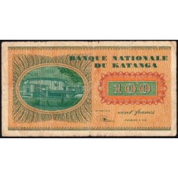 Katanga - Pick 8a - 100 francs - 31/10/1960 - Série CG - Etat : B+