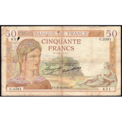 F 17-19 - 31/10/1935 - 50 francs - Cérès - Série C.3381 - Etat : B+