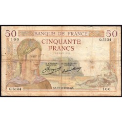 F 17-31 - 19/11/1936 - 50 francs - Cérès - Série Q.5134 - Etat : TB