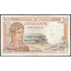 F 18-19 - 05/01/1939 - 50 francs - Cérès modifié - Série L.9304 - Etat : TTB-