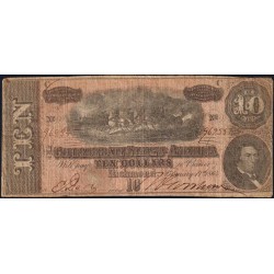 Etats Conf. d'Amérique - Pick 68 - 10 dollars - Lettre C - Série 7 - 17/02/1864 - Etat : TB+