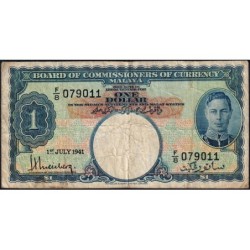 Malaisie Britannique - Pick 11 - 1 dollar - Série F/8 - 01/07/1941 - Etat : TB-