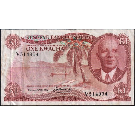 Malawi - Pick 10c - 1 kwacha - Série V - 31/01/1975 - Etat : TB à TB+