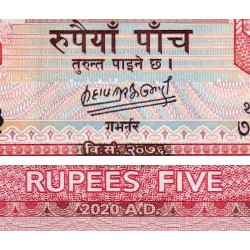 Népal - Pick 76b - 5 rupees - Série 73 - 2020 - Etat : NEUF