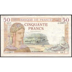 F 18-41 - 14/03/1940 - 50 francs - Cérès modifié - Série J.12977 - Etat : TTB-