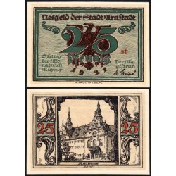 Allemagne - Notgeld - Arnstadt - 25 pfennig - Lettres st - 1921 - Etat : pr.NEUF