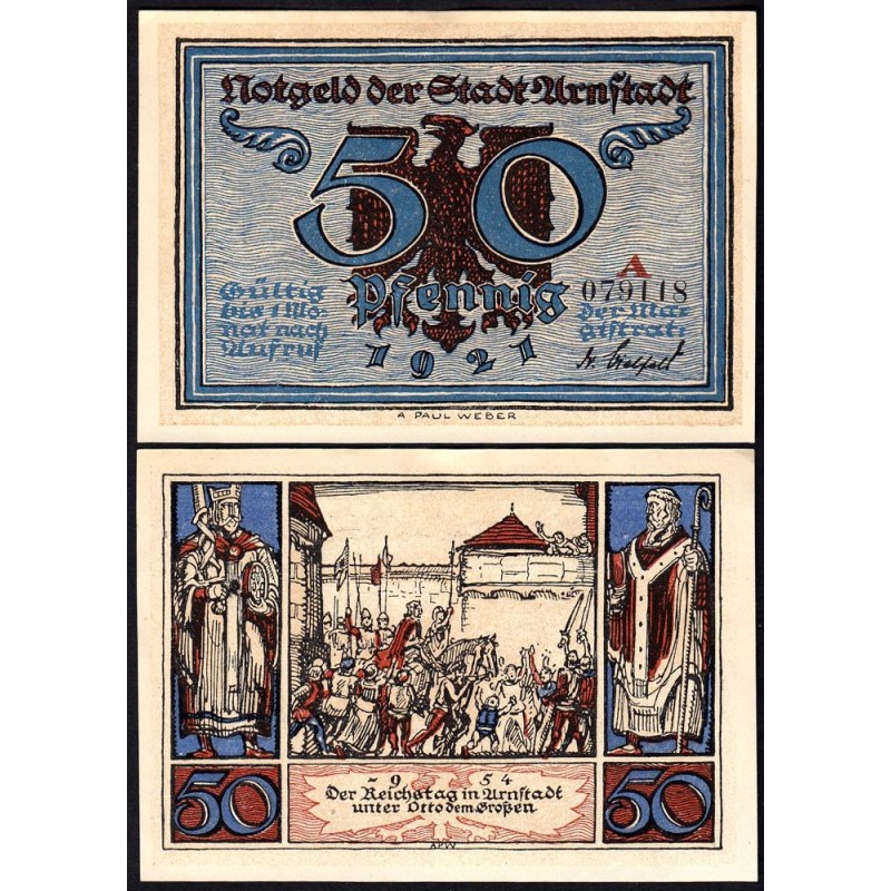 Allemagne - Notgeld - Arnstadt - 50 pfennig - Lettre A - 1921 - Etat : pr.NEUF