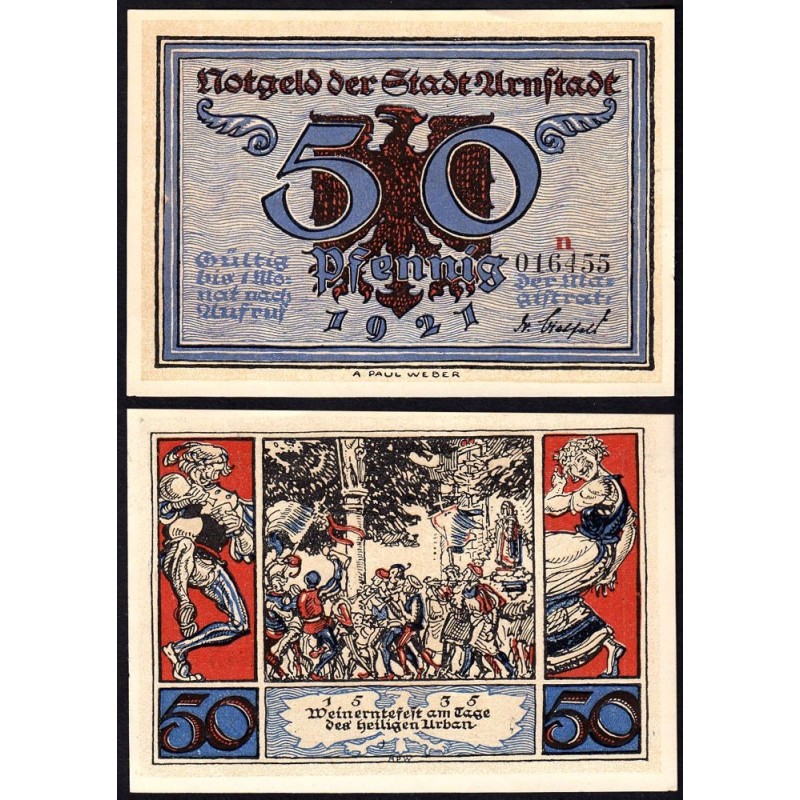 Allemagne - Notgeld - Arnstadt - 50 pfennig - Lettre n - 1921 - Etat : NEUF