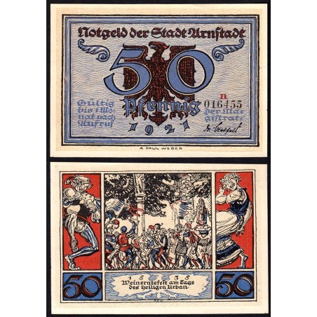 Allemagne - Notgeld - Arnstadt - 50 pfennig - Lettre n - 1921 - Etat : NEUF