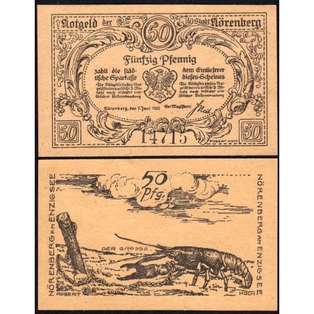 Pologne - Notgeld - Nörenberg (Insko) - 50 pfennig - Type 1 - 01/06/1920 - Etat : NEUF