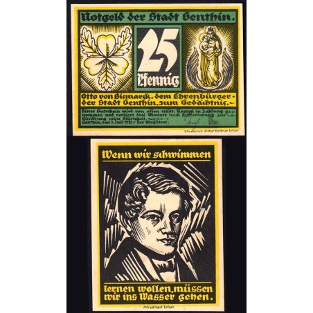 Allemagne - Notgeld - Genthin - 25 pfennig - 01/07/1921 - Etat : NEUF