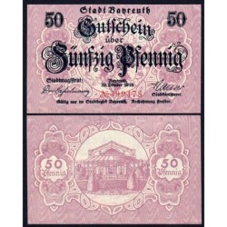 Allemagne - Notgeld - Bayreuth - 50 pfennig - 22/10/1918 - Etat : NEUF