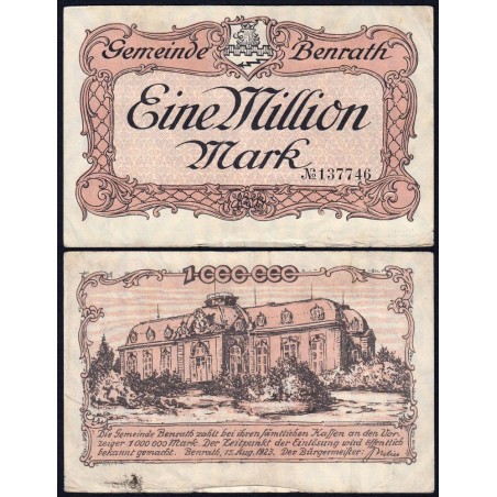 Allemagne - Notgeld - Benrath - 1 million mark - 15/08/1923 - Etat : TB+