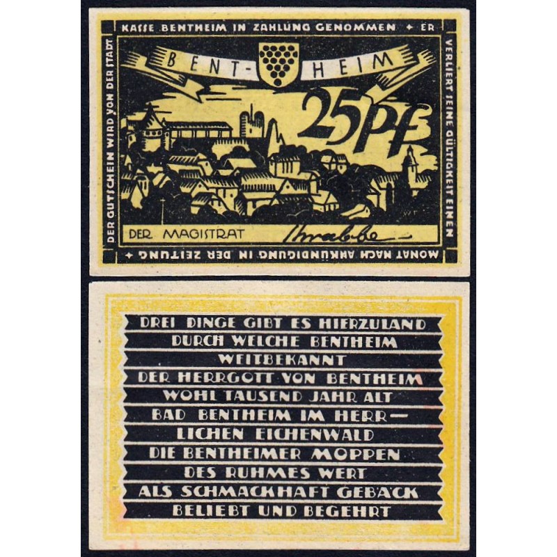 Allemagne - Notgeld - Bentheim - 25 pfennig - 10/1921 - Etat : pr.NEUF