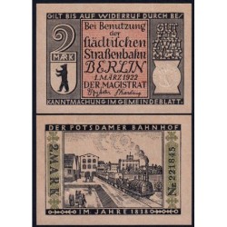 Allemagne - Notgeld - Berlin - 2 mark - Type 2 - 01/03/1922 - Etat : NEUF