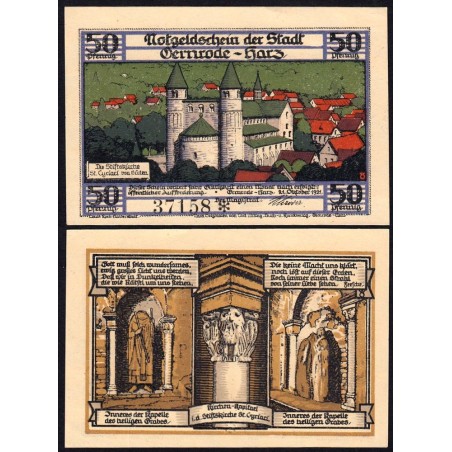 Allemagne - Notgeld - Gernrode - 50 pfennig - Type 5 - 21/10/1921 - Etat : SPL+