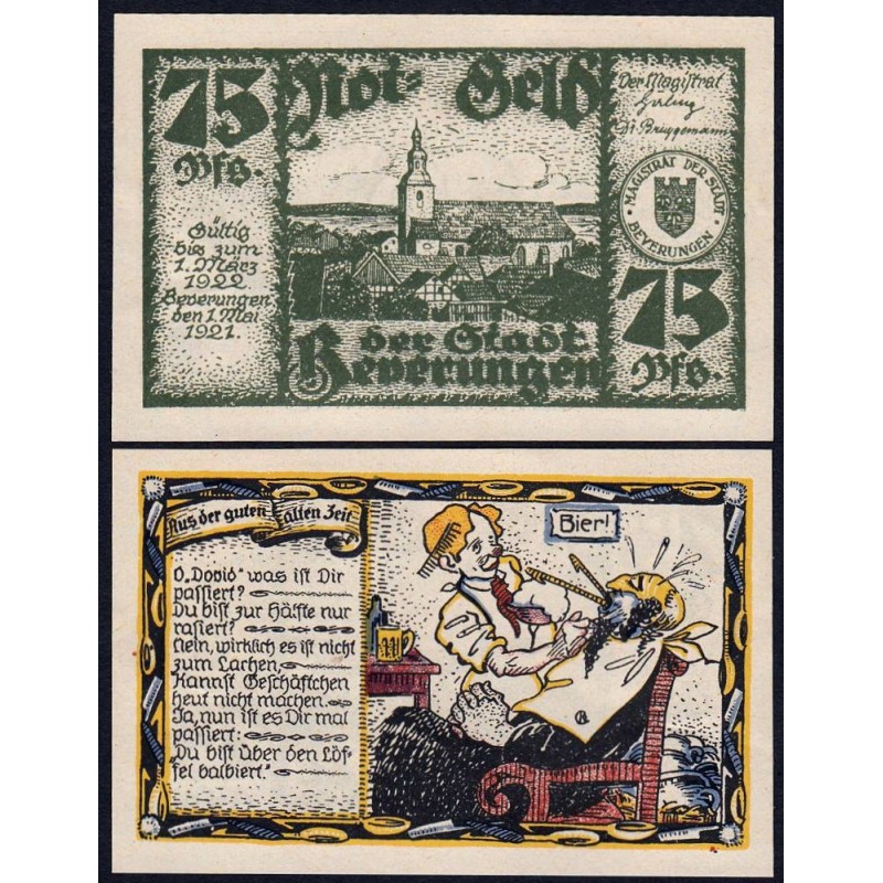 Allemagne - Notgeld - Beverungen - 75 pfennig - 01/05/1921 - Etat : SPL+