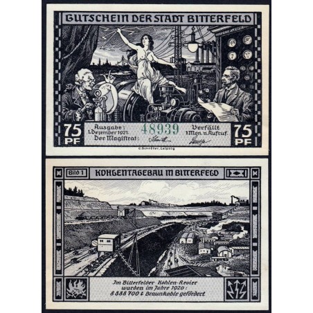 Allemagne - Notgeld - Bitterfeld - 75 pfennig - Type 1 - 01/12/1921 - Etat : SPL+