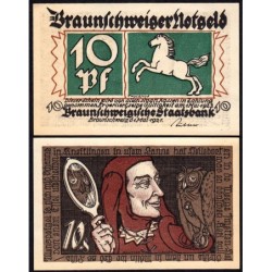 Allemagne - Notgeld - Braunschweig - 10 pfennig - Série 1 - Type c - 01/05/1921 - Etat : NEUF