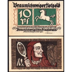 Allemagne - Notgeld - Braunschweig - 10 pfennig - Série 1 - Réf. c - 01/05/1921 - Etat : NEUF