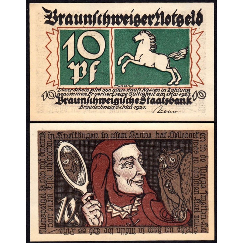 Allemagne - Notgeld - Braunschweig - 10 pfennig - Série 1 - Réf. c - 01/05/1921 - Etat : NEUF