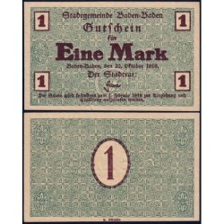 Allemagne - Notgeld - Baden-Baden - 1 mark - 22/10/1918 - Etat : NEUF