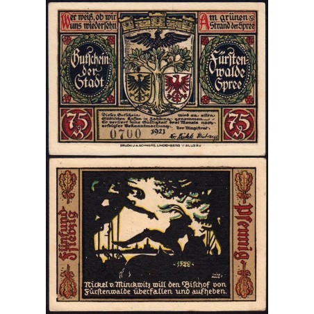 Allemagne - Notgeld - Fürstenwalde - 75 pfennig - Type 3 - 1921 - Etat : SPL