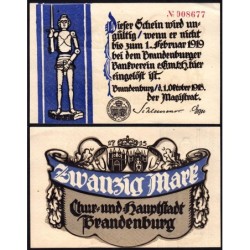 Allemagne - Notgeld - Brandeburg - 20 mark - 01/10/1918 - Etat : pr.NEUF