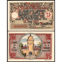 Allemagne - Notgeld - Meiningen - 75 pfennig - Type 1 - 21/06/1921 - Etat : NEUF