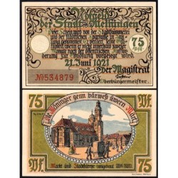 Allemagne - Notgeld - Meiningen - 75 pfennig - Type 3 - 21/06/1921 - Etat : NEUF