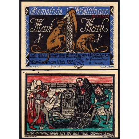 Allemagne - Notgeld - Kneitlingen - 1 mark - Type 1b - Série 2f - 01/07/1921 - Etat : NEUF