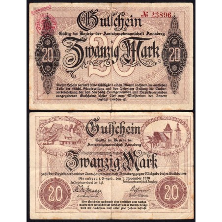 Allemagne - Notgeld - Annaberg - 20 mark - 01/11/1918 - Etat : TB