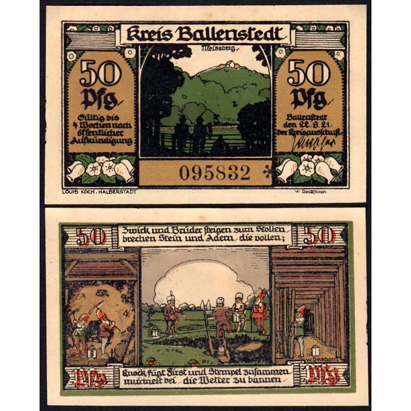Allemagne - Notgeld - Ballenstedt-am-Harz - 50 pfennig - 22/08/1921 - Etat : NEUF
