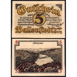 Allemagne - Notgeld - Ballenstedt-im-Harz - 5 pfennig - Type 1 - 28/09/1920 - Etat : SPL