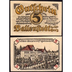 Allemagne - Notgeld - Ballenstedt-im-Harz - 5 pfennig - Type 2 - 28/09/1920 - Etat : SPL