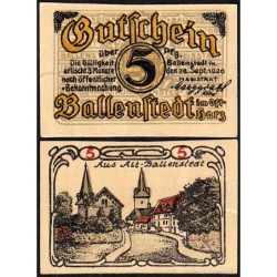 Allemagne - Notgeld - Ballenstedt-im-Harz - 5 pfennig - Type 8 - 28/09/1920 - Etat : SPL