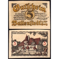 Allemagne - Notgeld - Ballenstedt-im-Harz - 5 pfennig - Type 12 - 28/09/1920 - Etat : SPL