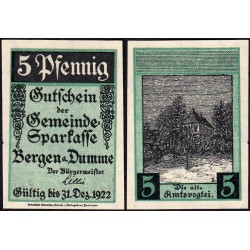 Allemagne - Notgeld - Bergen an der Dumme - 5 pfennig - 1921 - Etat : NEUF